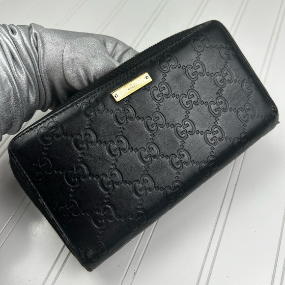 Gucci Black Guccissima Zip Around Wallet - Picture 4 of 14